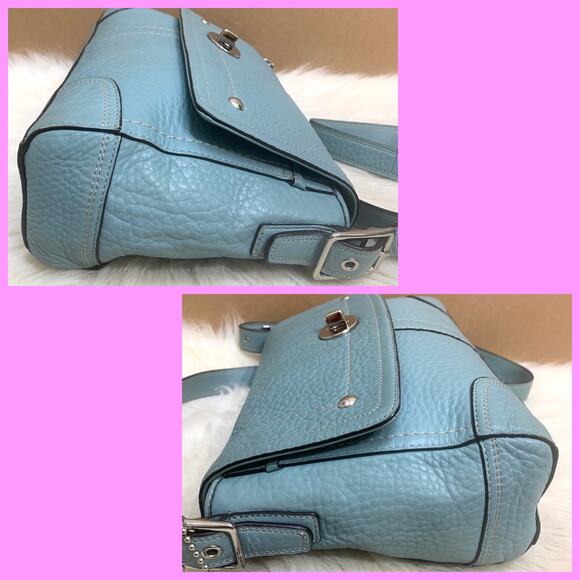 COACH HAMILTON Robins Egg Blue Leather Convertible Turn Lock Flap XBody F13957 - Picture 8 of 16